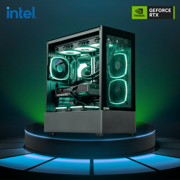 Vektra RDY Sky Two Black Intel Gaming PC - Intel Core CPU, Nvidia GeForce RTX, 32GB DDR5 RAM, 1TB Gen4 SSD, 550W, Air Tower Cooler, Windows 11 Pro, 2 Years Warranty - Vektra Computers LLC Vektra RDY Sky Two Black Intel Gaming PC - Intel Core CPU, Nvidia GeForce RTX, 32GB DDR5 RAM, 1TB Gen4 SSD, 550W, Air Tower Cooler, Windows 11 Pro, 2 Years Warranty - Vektra Computers LLC